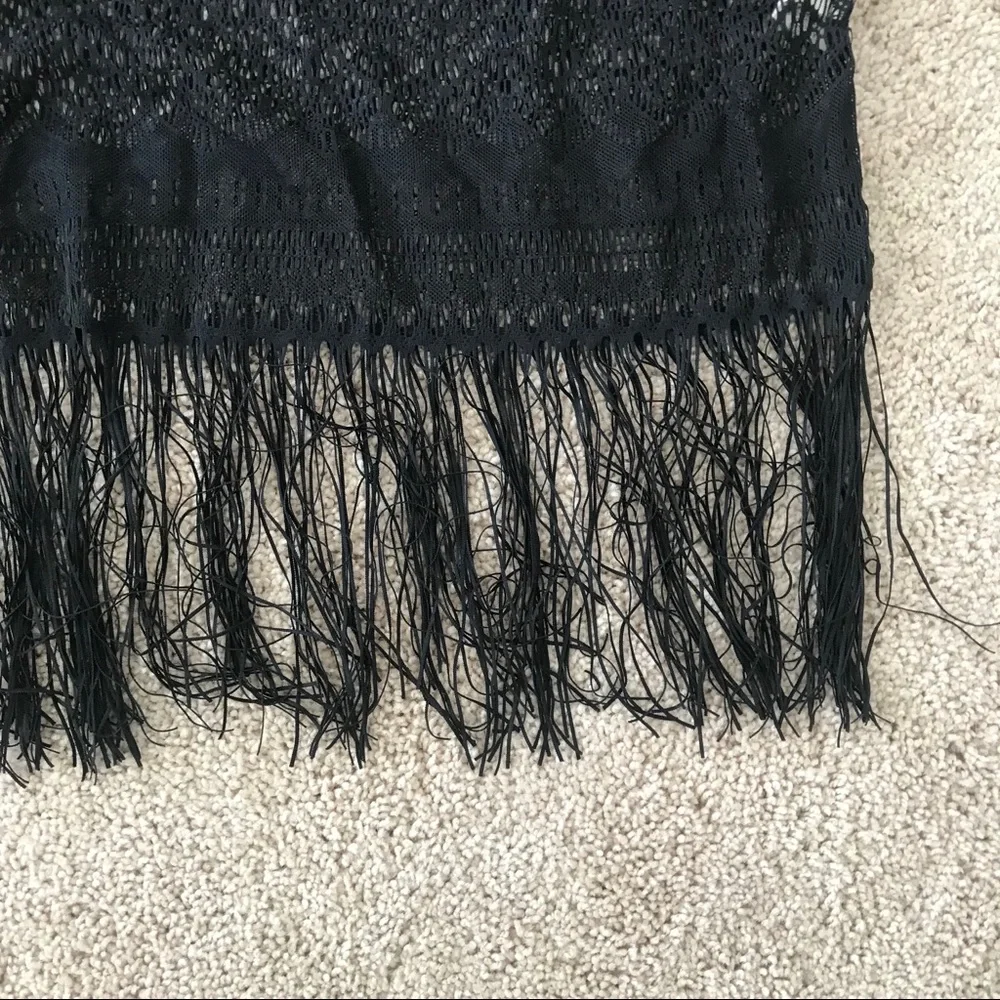 Derek heart black fringe top sheer romantic western